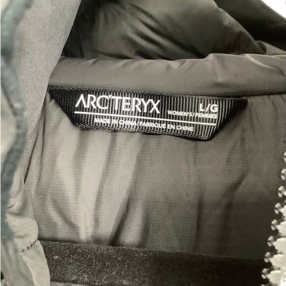 Arc'teryx Women's Large Black Beta Down Parka Coat Hooded Zip Up Outdoor HR4-32 - Picture 7 of 12